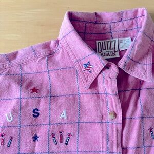 🇺🇸July 4th - Vintage 90s Americana Embroidered Shirt – Quizz Again - Size Medium
